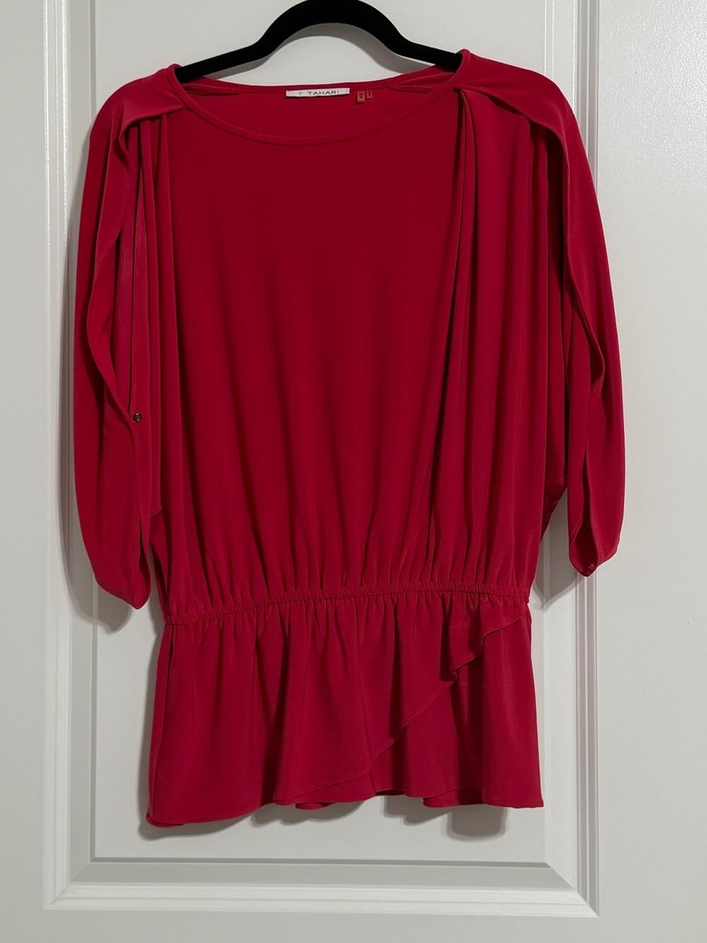 Women's Fuchsia Blouson Peplum Top